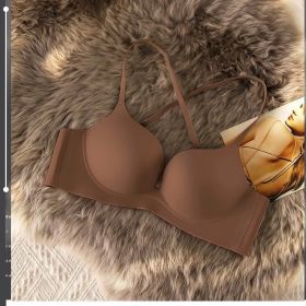 Japanese Seamless One-piece Beauty Back Underwear Women (Option: Dark Coffee-S)