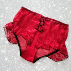 Women's Lightweight Breathable Black Silk Sexy Cross Sling Underwear Mesh (Option: Red-M)