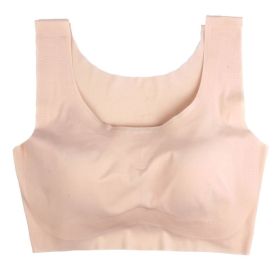 Non-trace Underwear Large Size Fat MM200 Catties Chest Beauty Back Vest Type Increase Shock-proof Running Sports Sleep Bra (Option: Skin-M)