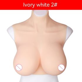 High Collar Short Section Half Body Solid Artificial Breast (Option: Ivory White-E Cup 2600g)