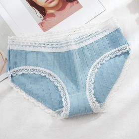 Lace Seamless Women's Underwear Jacquard Breathable Cotton Underwear (Option: Sea Blue-XL)