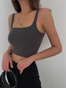 High Elastic Sexy Low-cut U-neck Camisole (Option: Dark Gray-S)