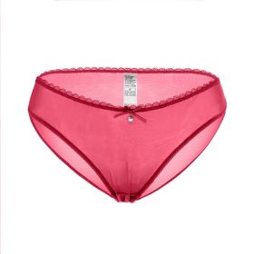 Women's Sexy Traceless Mesh Transparent Underwear (Option: Wine Red-L)