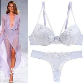 Women's Sexy Lingerie Lace Bra Set Lady Bra Underwear (Option: White-75D F)