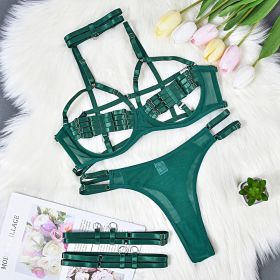 European And American Milk Silk Sexy Thin Underwear Suit (Option: Dark Green-L)