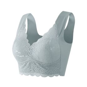 Women's Push Up Wireless Bra Plus Size Underwear (Option: Gray-M)