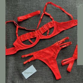 European And American Milk Silk Sexy Thin Underwear Suit (Option: Fluorescent Orange-L)