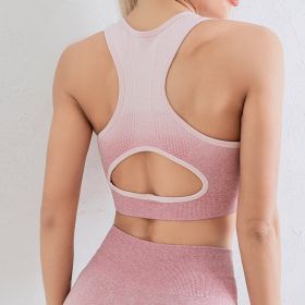 Gradient Sports Bra Female Hanging Dyed Seamless Yoga Sports Underwear With Chest Pad Shark Bra New (Option: Pink-M)