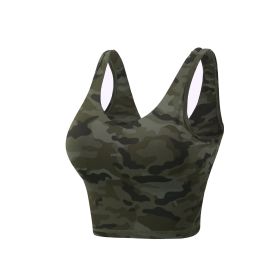 Vest Sports Bra Printed Yoga Suit (Option: Lemon Green Camouflage Vest-XL)