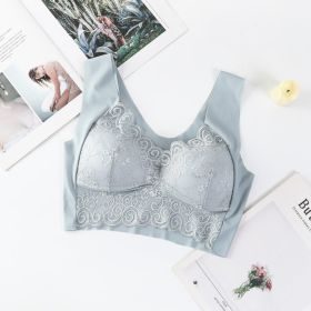 Lace Strapless Vest Style Underwear (Option: Blue Gray-3XL)
