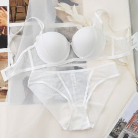 Contrast Color Lace-up Adjustable Underwear Set (Option: White-75D)