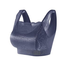 French Style Push-up Beauty Back Lace Chest Wrap Vest (Option: Sapphire Blue-XL)