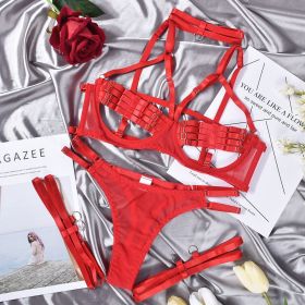 European And American Milk Silk Sexy Thin Underwear Suit (Option: Red-M)