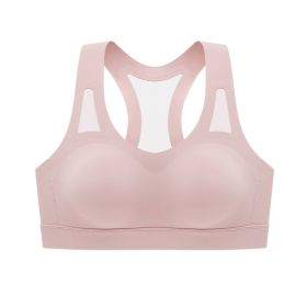 Summer Sports Underwear Running Shockproof Fitness Outerwear One-piece Cup Yoga Bra (Option: Lotus Root Pink-L)