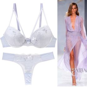 Push Up Underwear For Women Lace Bra Set (Option: White-90B)