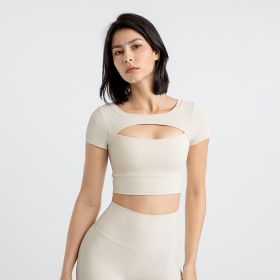 Women's Quick-drying Skinny Yoga Clothes (Option: Milk Apricot-L)