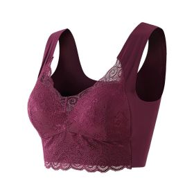 Women's Push Up Wireless Bra Plus Size Underwear (Option: Purple-5XL)